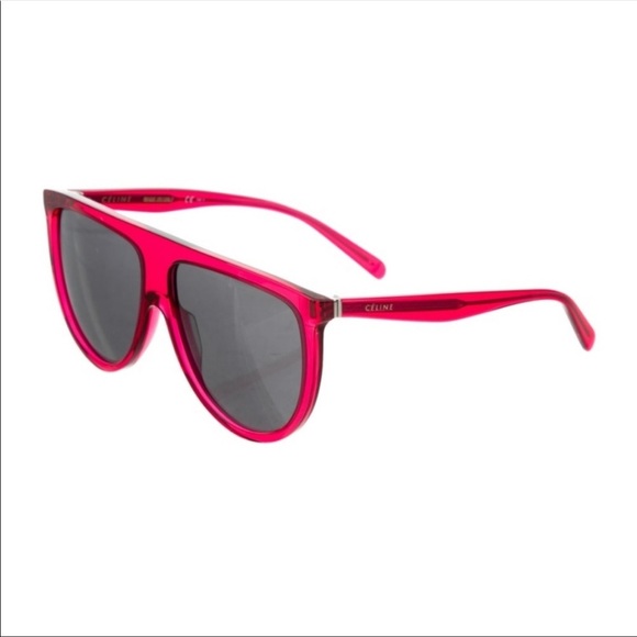 Celine Accessories - Celine Thin Shadow Flat Top Hot Pink Oversized Designer Sunglasses